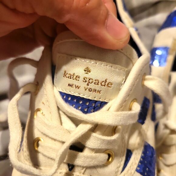 Kate spade/ keds sequin blue canvas is white good used condition sz.7.5 - Picture 7 of 7